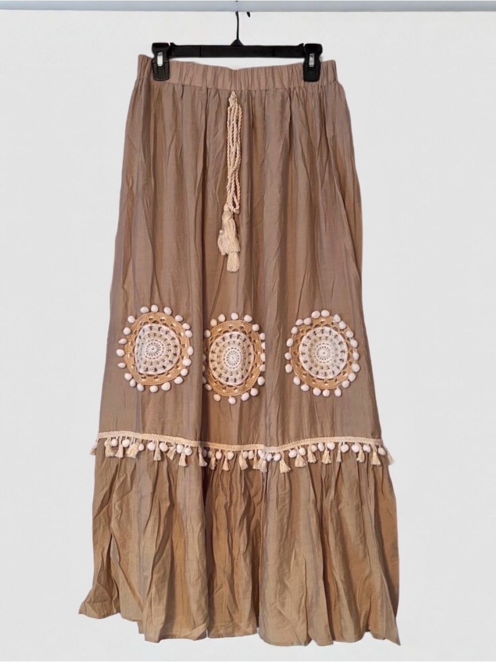 Boho Crochet Tassel Maxi Skirt Festival Western Cottagecore NWT - Picture 2 of 7